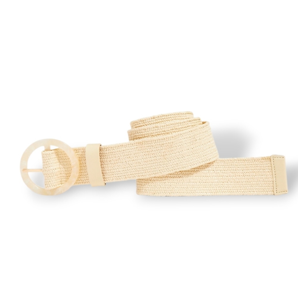 J.Crew Factory Stretch Woven Waist Belt – Natural Straw – One Size – New